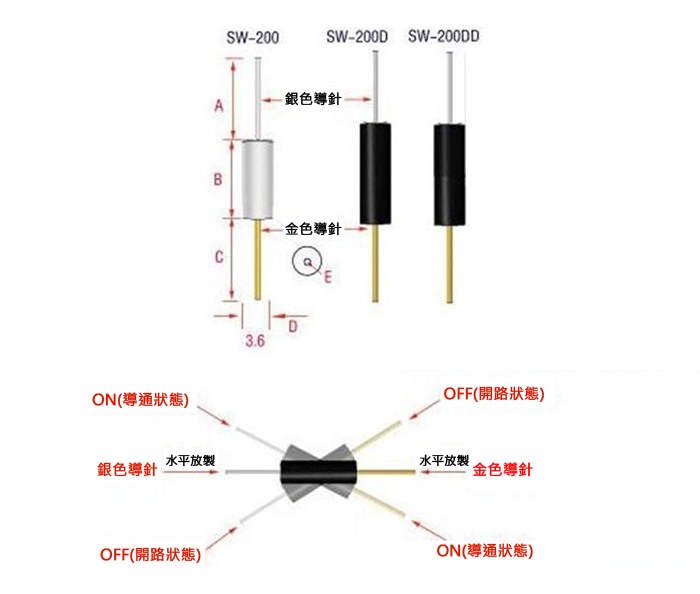 SW-200D震動開關 感測器 傳感器 滾珠開關