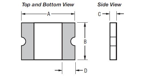 0.5A 15V 1812 自恢復保險絲 MF-MSMF050-2 尺寸圖