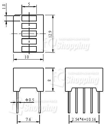 LED排 5個燈(紅色),尺寸規格