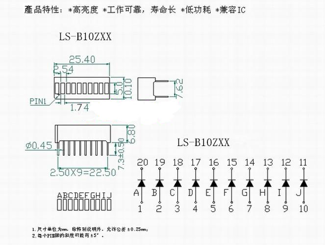 LED排 10燈 紅/黃/綠 3色