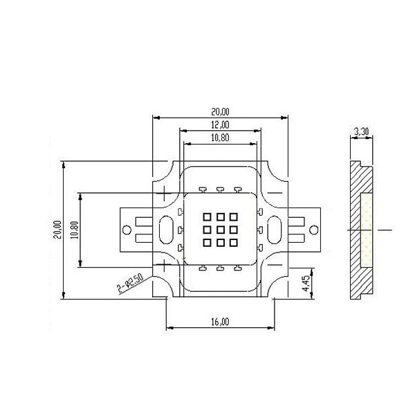 LED燈珠,植物生長燈光源芯片,方形款,尺寸規格