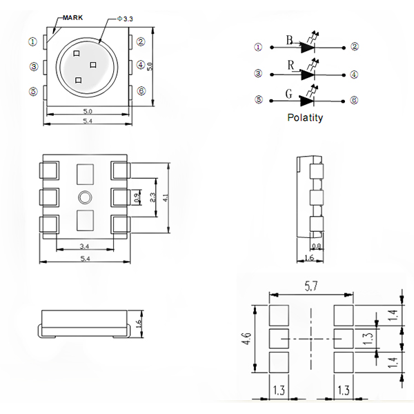 5050 高亮全彩RGB LED 規格