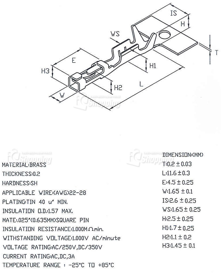杜邦端子 2.54mm 母端_規格
