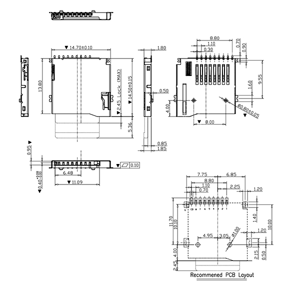 microSD卡槽 規格圖