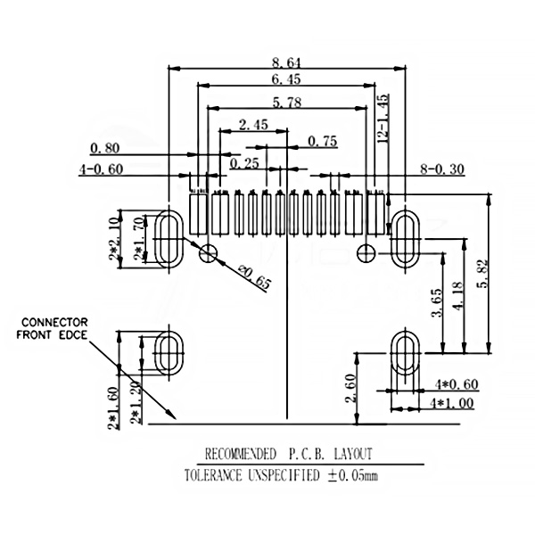 USB Type-C SMD 母座 16P 尺寸