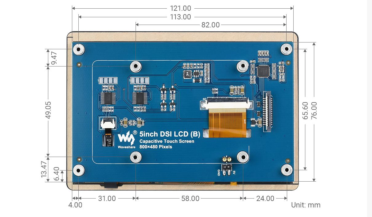 5吋 電容式觸控螢幕 800x480 DSI介面