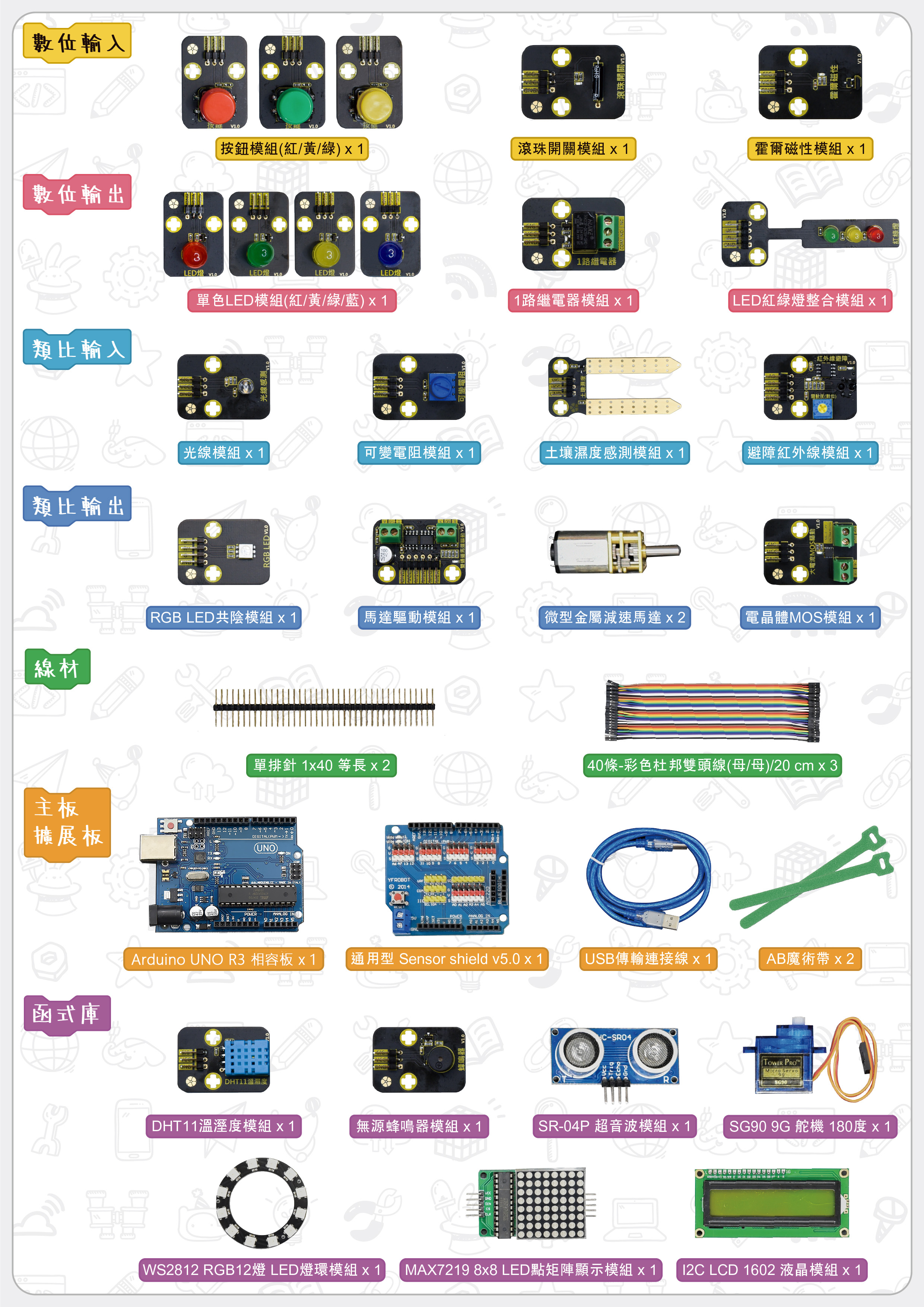 Arduino 感測器入門套件包