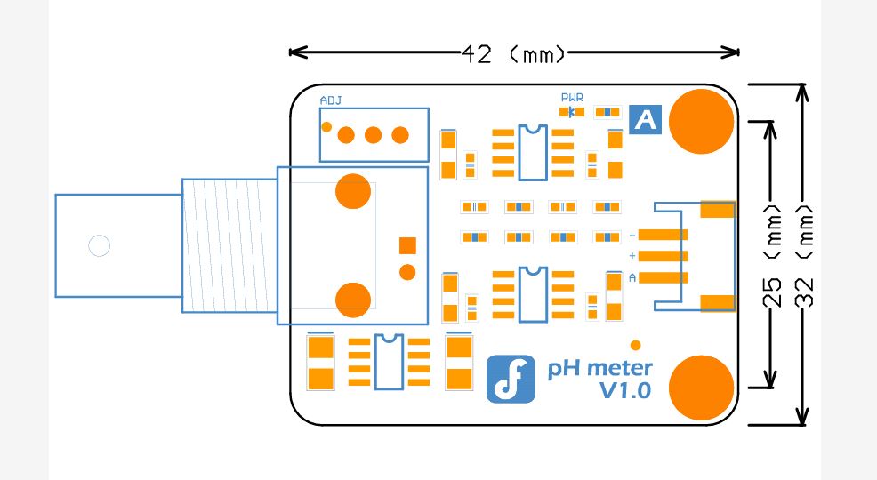 Analog pH Sensor,Meter Pro Kit for Arduino,酸鹼值檢測模組,尺寸圖
