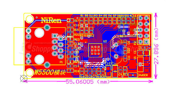 W5500乙太網路模組 模塊 51/STM32 驅動開發板