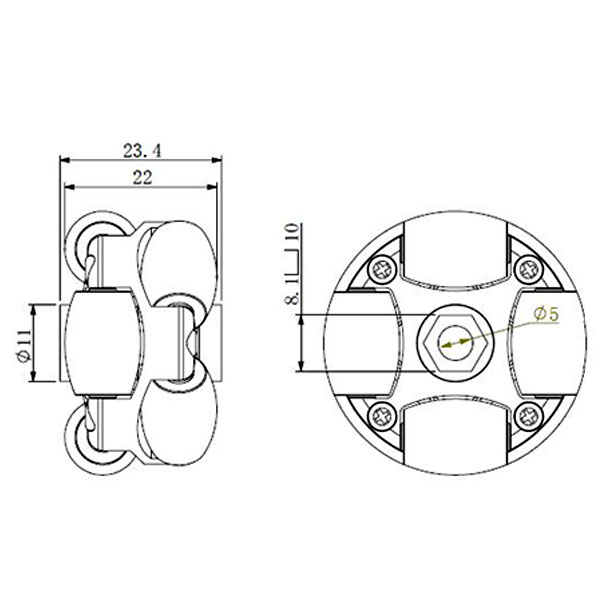 38mm 全向輪,尺寸