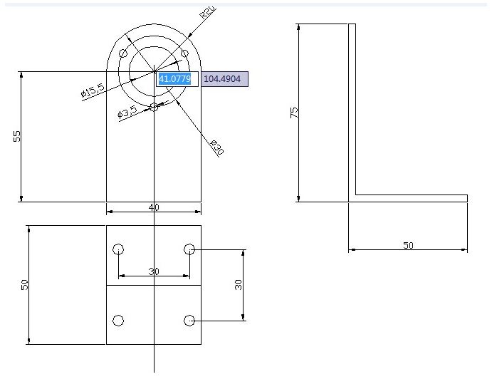 旋轉編碼器L型固定支架(直徑30mm螺絲孔) 尺寸