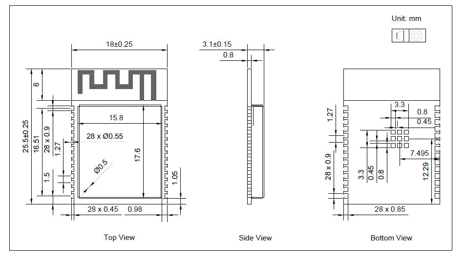 ESP32-C6-WROOM-1 (N4) 模组 尺寸