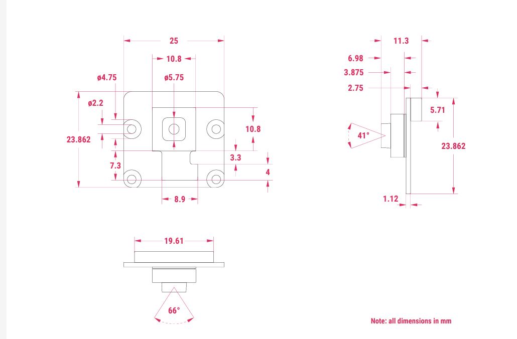 原廠 樹莓派相機模組 V3 規格圖