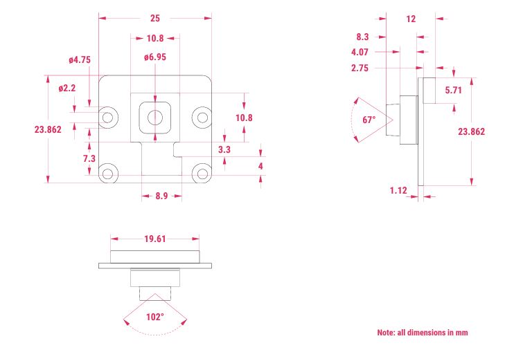 原廠 樹莓派相機模組 廣角版 規格圖