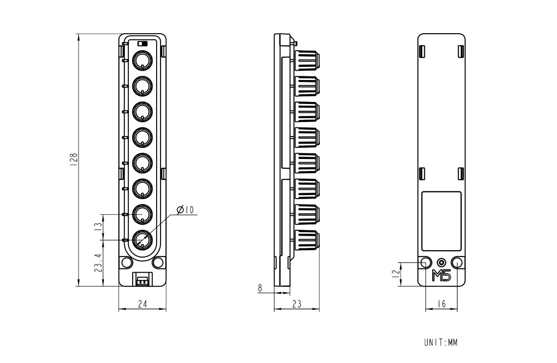 8個可調電組帶RGB燈號顯示模組(I2C介面) 尺寸圖