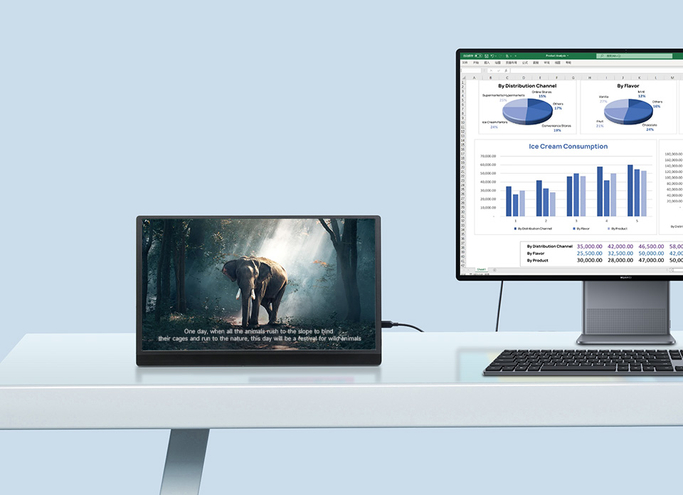 一個螢幕辦公,一個螢幕娛樂,互不干擾