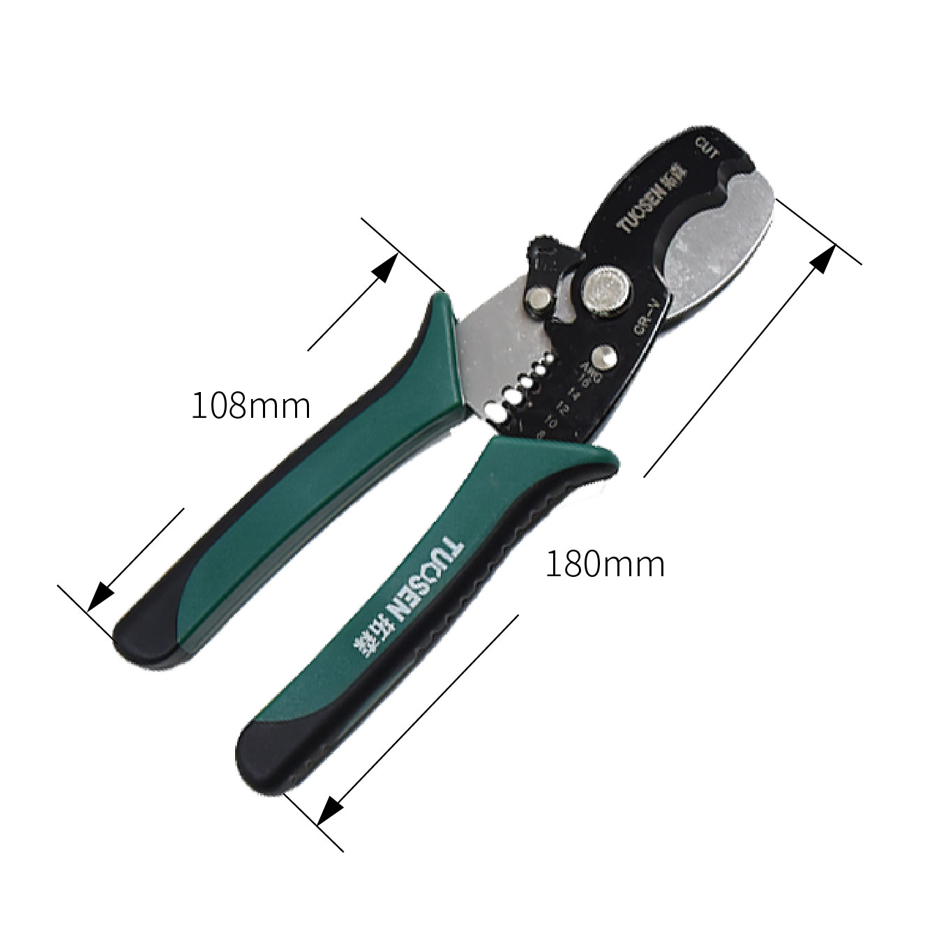 8吋多功能剝線鉗 尺寸圖
